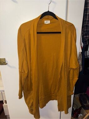 Pact Women's Open-Front Cardigan in Mustard